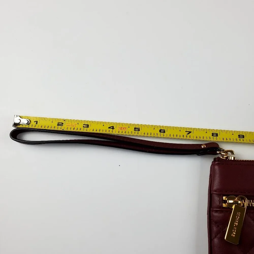 MICHAEL KORS Quilted Leather Wristlet Wallet – Burgundy / Oxblood
